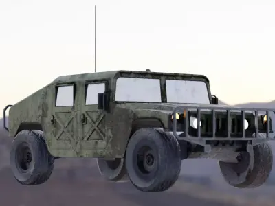 war green low-poly Humvee ORM for unreal UE Low-poly 3D model