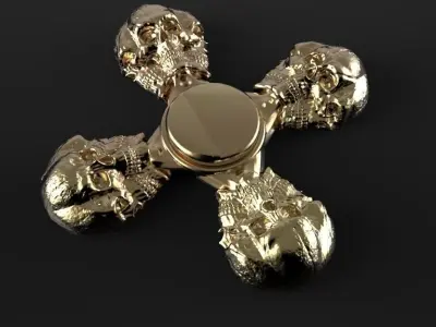 Premium spinner Merged skull 4-arm 3D print model