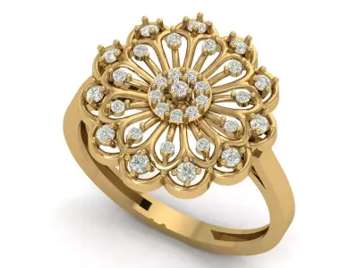 ladies Diamond Ring 3D print model 12