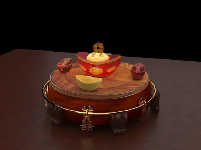 Chinese gold ingot   3D model