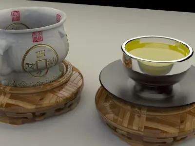 Chinese display stand with cup  3D model