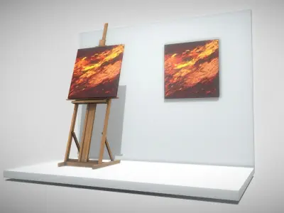 Red Row No-3- Oil Painting   Low-poly 3D model