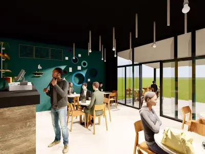 small cafe Low-poly 3D model