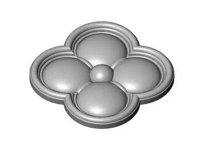 Carved gothic clover rosette applique relief 3D print model