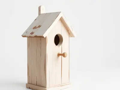Wooden Birdhouse Model Pack with Natural Texture Low-poly 3D model