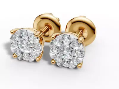 AV 704 Diamond cluster earrings for woman 3D print model