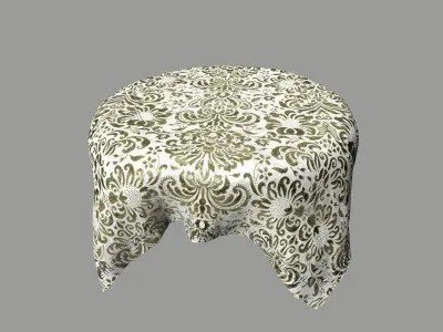 Table damask tablecloth Low-poly 3D model