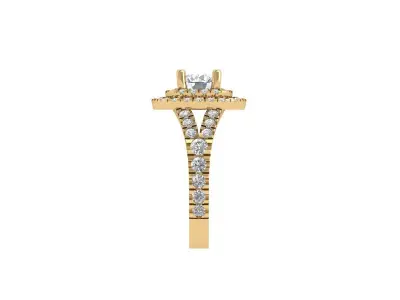 Solitaire Engagement Art Deco Ring 3D print model 11