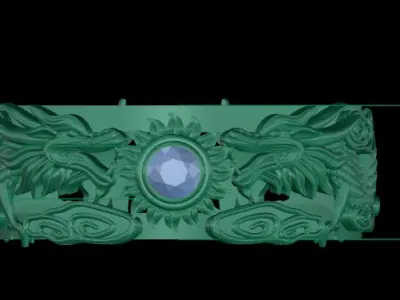 Elegant sun and moon design ring with gemstone 3D print model