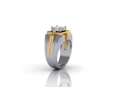 Diamond man ring white and yellow 3D print model