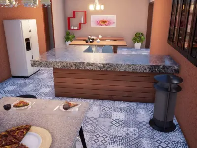 Six Bedroom Residential Low-poly 3D model