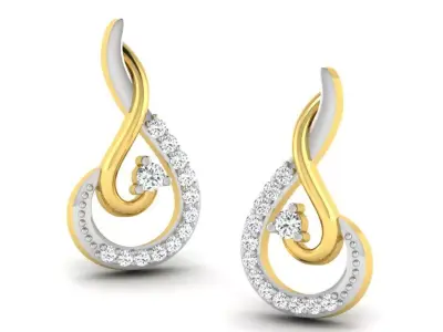 Diamond Earrings 3dm STL FBX OBJ Render Details 3D print model buy