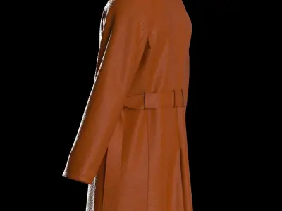 Male raglan leather trench coat 3D model