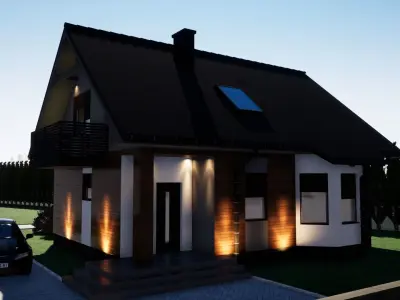 simple house model with gable roof 3D model