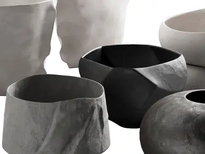 302 decorative vases and pots 02 deformed folded relief vase 3D model