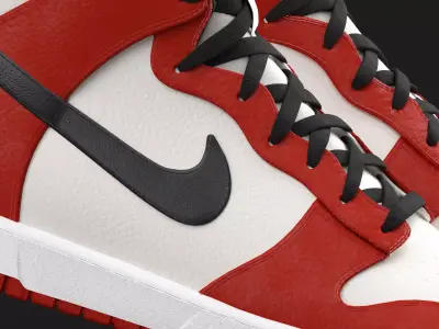 NIKE - DUNK HIGH - WHITE AND RED 3D model