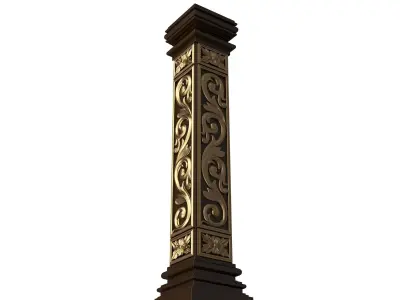 Stair Baluster 01 Red Low-poly 3D model