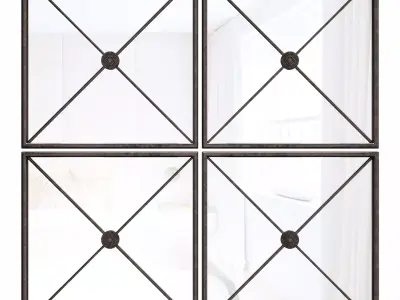 Jeffrey Large Framed Wall Mirror - Set of 4 3D model