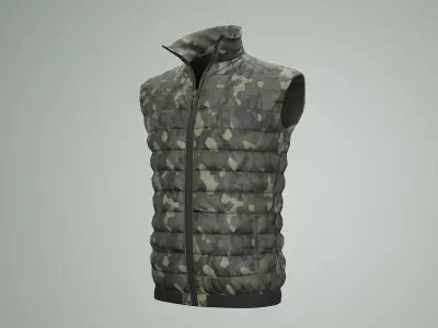 Jacket Sleeveless Camouflage  Low-poly 3D model