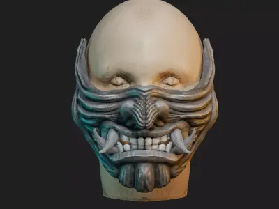 Hannya Samurai Oni Half Mask 3D print model