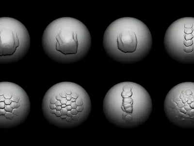Zbrush Blender - 40 Scales and Skins Brushes 3D model