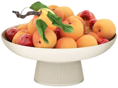 bowl of apricots and cherries 3D model