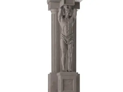 Atlant statue of man holding column 3D model