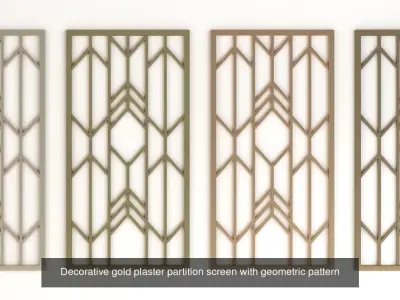 Decorative gold plaster screen with geometric pattern 6 3D Model Collection