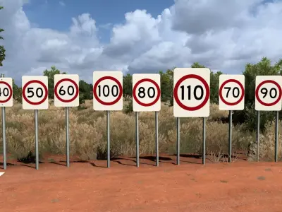Australian Road Speed Signs  Low-poly 3D model