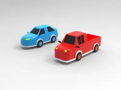 Cars-pickup truck and race car 3D print model
