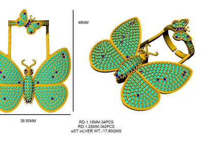 butterfly ring Moving Wing  3D print model
