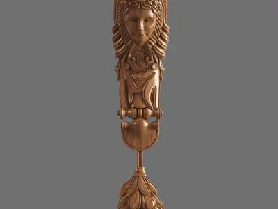 Caryatid ornate wooden shelf bracket 3D model
