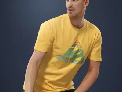 Casual Sport Man Mistery playing football anticipating Low-poly 3D model