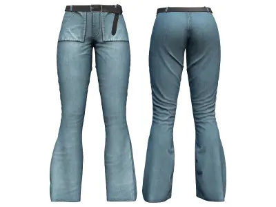 Diesel Blue Denims Jeans Retro Outfit Low-poly 3D model