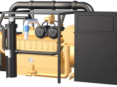 Industrial Generator Black and Yellow 3D model