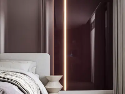 bedroom-number1falsafi modern bedroom with walls and wooden f... 3D model