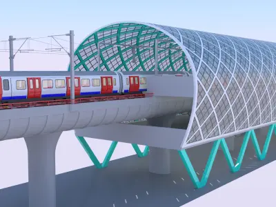 Elevated London metro station 3D model