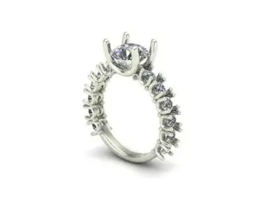 Engagement Ring With Round Diamond 3D model