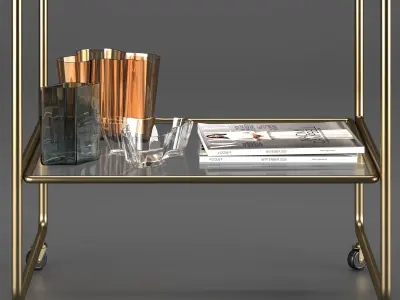 Bar Cart with Accessories 2 3D model