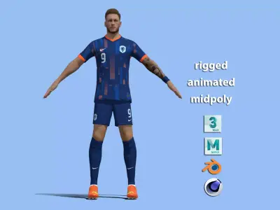 T-Pose Rigged Weghorst Netherlands Euro 2024 3D model