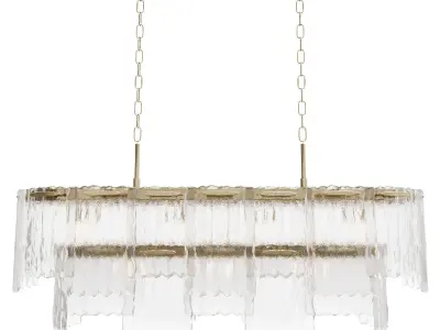 Rectangular pendant chandelier made of ribbed glass 164FA-33125 3D model
