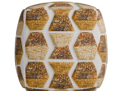 Gold Tufted Pouf by Sawyer 3D model