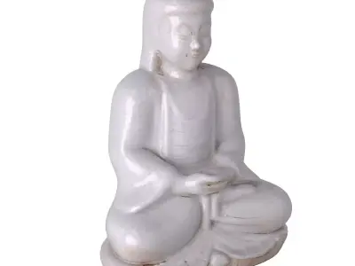 Carved Marble Praying Buddha Statue 3D model