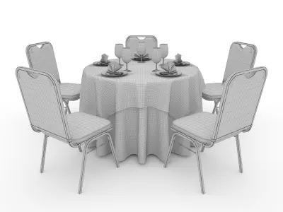 Banquet Table and Chair 05 3D model