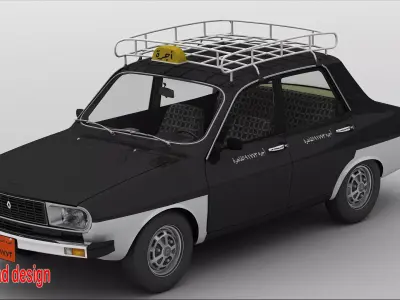 Renault 12 Taxi Cairo old 3ds max 2022 - vray 6 3D model