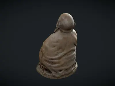 Happy Buddha - an aged statue of the sitting Buddha Low-poly 3D model