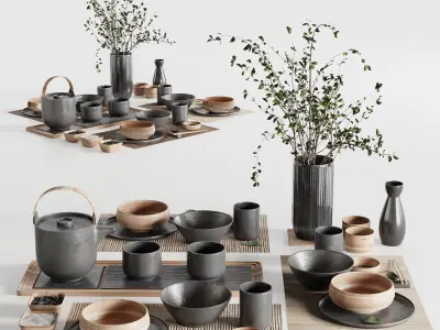 Japanese tableware set 20 3D model