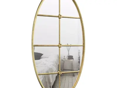 Mullion Detail Oval Decorative Wall Mirror THDS1193 3D model