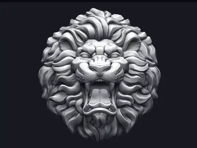 Roaring Lion Head V2 3D print model