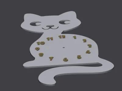 Cute cat wall clock 3D model
